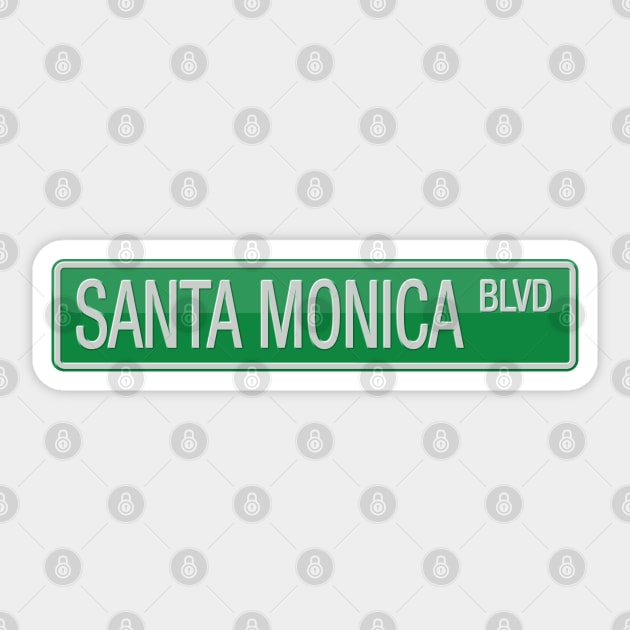 Santa Monica Boulevard Street Sign T-shirt Sticker by reapolo